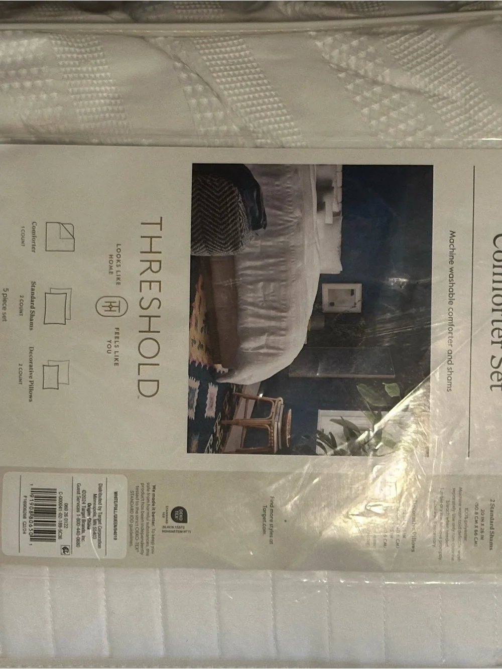 Threshold White Waffle Stripe Comforter Set
